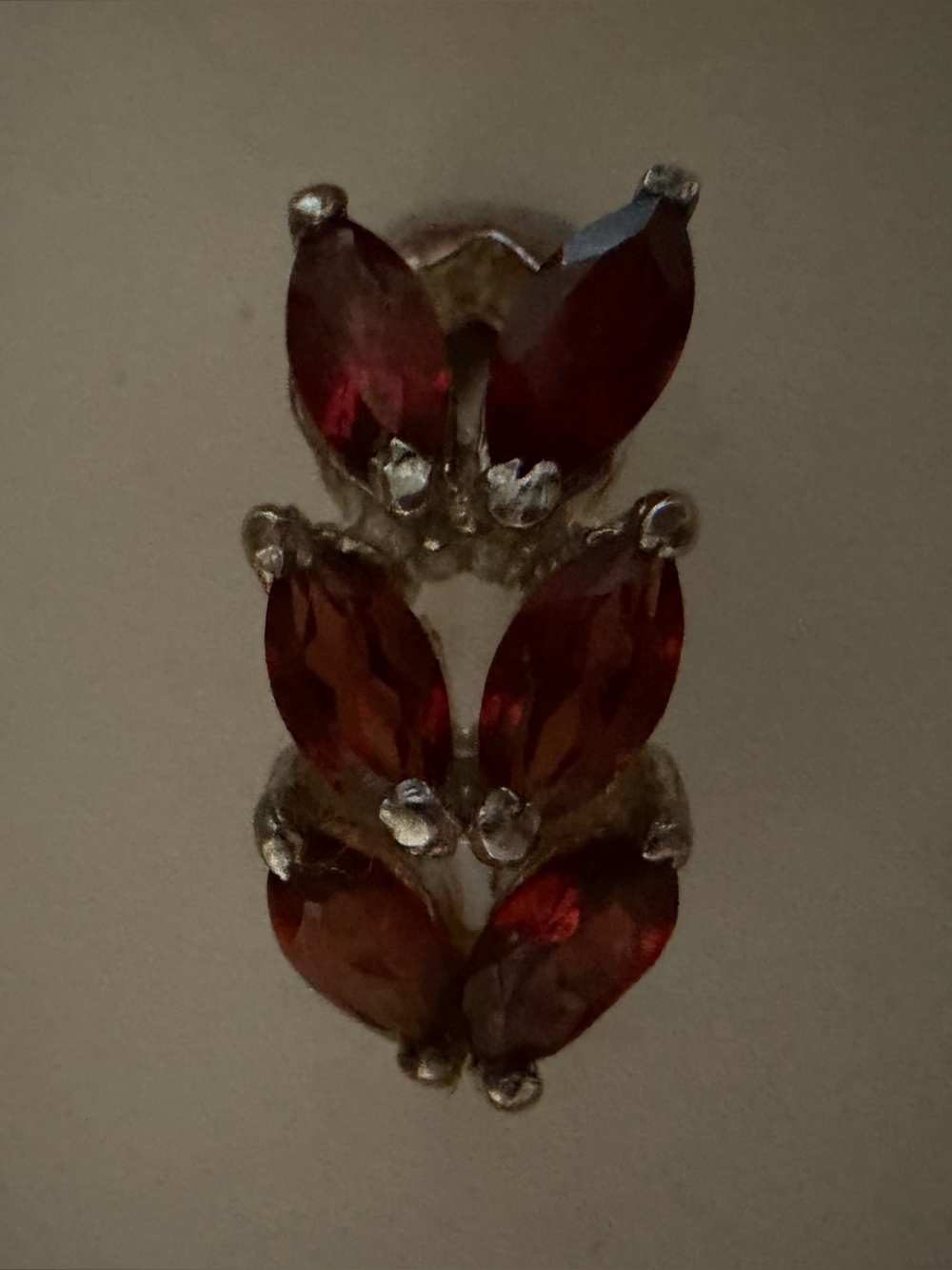 Red Crystal Marquise Drop Ring Sterling silver - Unbranded